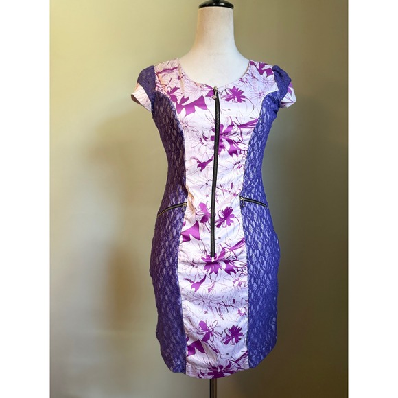 ZARA BASIC Dresses & Skirts - ZARA Purple Floral Y2K ‎ Dress Small Boho fairy whimsi dainty lace romantic
